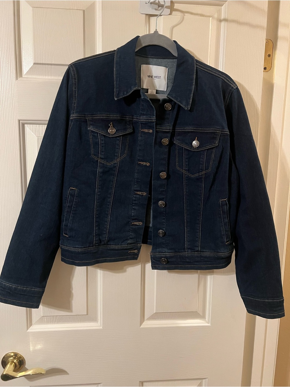 NWOT Nine West Women’s Fall Indigo Blue Cropped Denim Jacket Size Medium